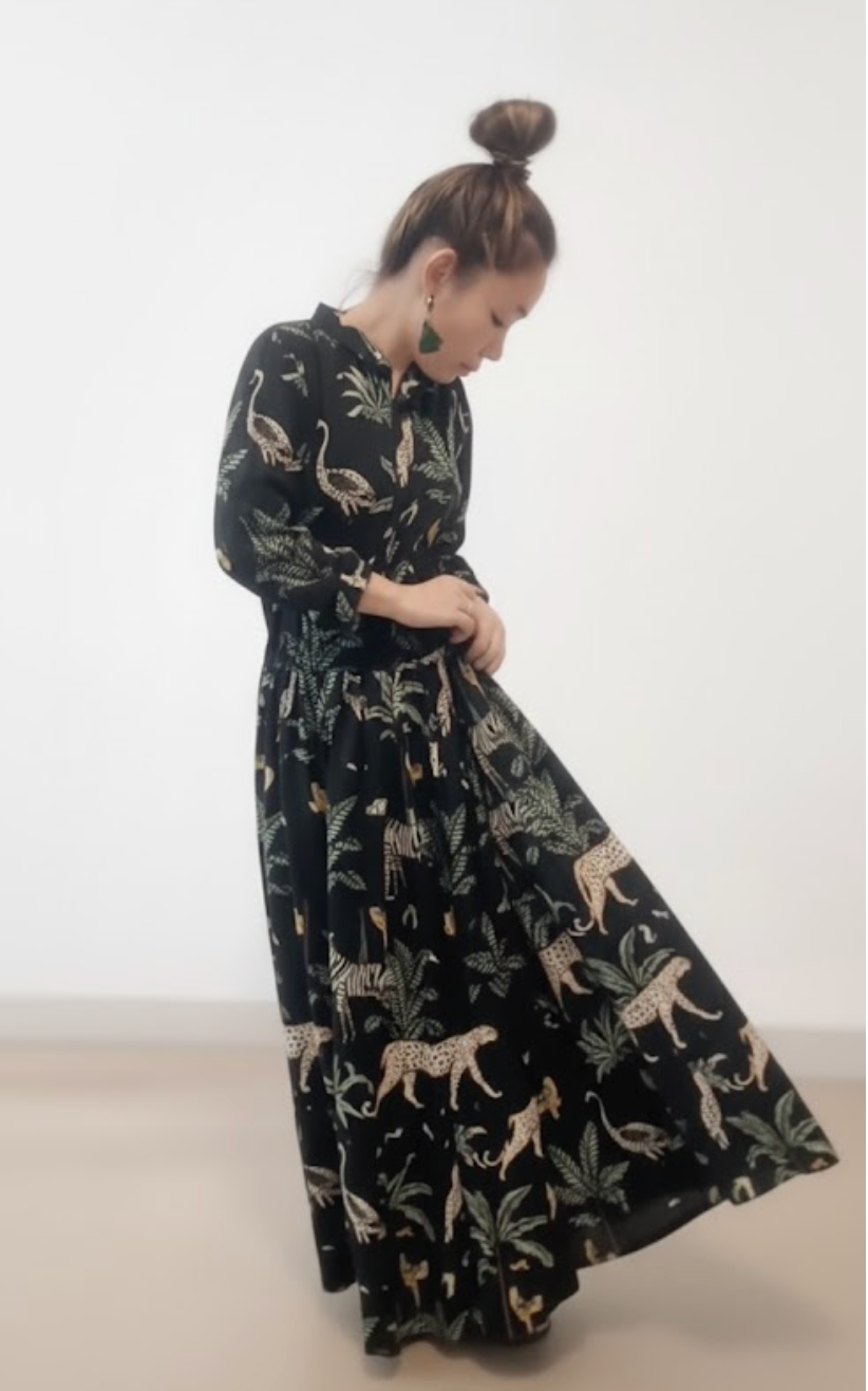 インド綿の涼しい美シルエットワンピース(長袖)