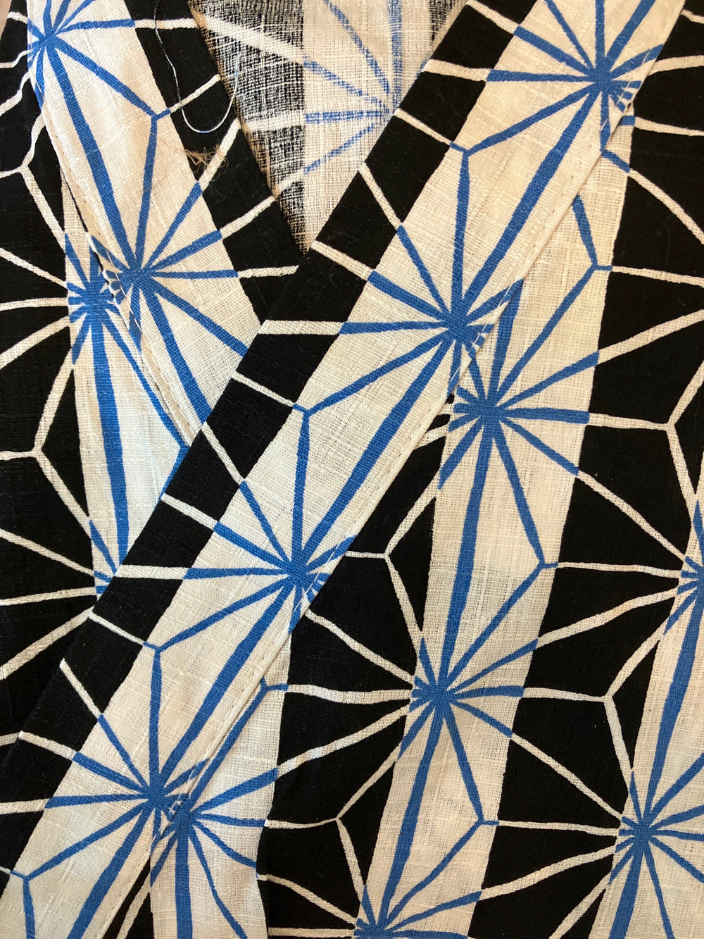 甚平|麻の葉白ストライプ青